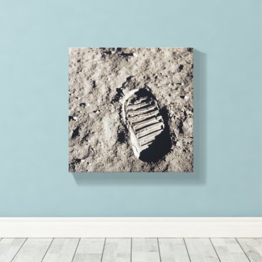 Voetafdrukken op de maan canvas afdruk (Insitu (Houten vloer))