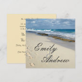 voetafdrukken op de uitnodiging voor de strandbrui (Voorkant / Achterkant)