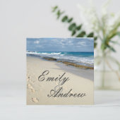 voetafdrukken op de uitnodiging voor de strandbrui (Staand voorkant)