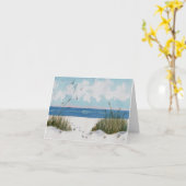 Voetafdrukken op de zandsympathikaart kaart (Gele Bloem)