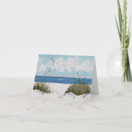 Voetafdrukken op de zandsympathikaart kaart (Voorkant)