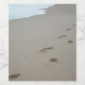 Voetafdrukken op een Mozambikaans strand Wijn Etiket (Enkel label)