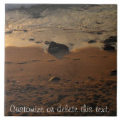 Voetafdrukken op het Strand; Personaliseerbare Tegeltje (Voorkant)