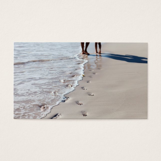 Voetafdrukken op het strand visitekaartje (Voorkant)