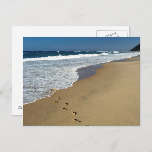 Voetafdrukken op strand, Mabibi, Thongaland Briefkaart (Voorkant / Achterkant)