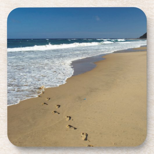 Voetafdrukken op strand, Mabibi, Thongaland Onderzetter (Voorkant)
