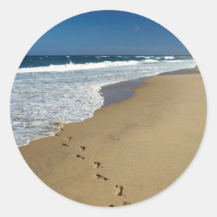 Voetafdrukken op strand, Mabibi, Thongaland Ronde Sticker
