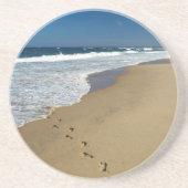 Voetafdrukken op strand, Mabibi, Thongaland Zandsteen Onderzetter (Voorkant)