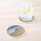 Voetafdrukken op strand, Mabibi, Thongaland Zandsteen Onderzetter (Zijkant)