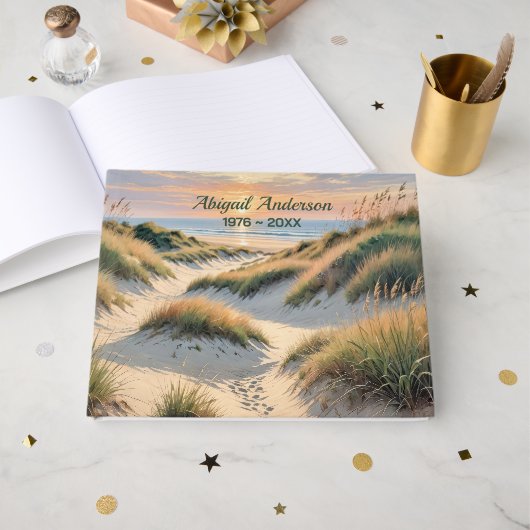 Voetafdrukken op strandduin gastenboek (Voorkant open)