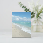Voetafdrukken op White Sandy Beach, Schilderachtig Briefkaart (Staand voorkant)