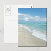 Voetafdrukken op White Sandy Beach, Schilderachtig Briefkaart (Voorkant / Achterkant)
