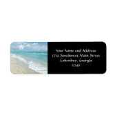 Voetafdrukken op White Sandy Beach, Schilderachtig Etiket (Voorkant)