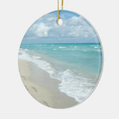 Voetafdrukken op White Sandy Beach, Schilderachtig Keramisch Ornament (Links)