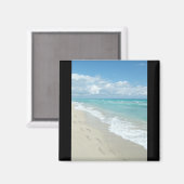 Voetafdrukken op White Sandy Beach, Schilderachtig Magneet (Voorkant / Achterkant)