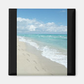 Voetafdrukken op White Sandy Beach, Schilderachtig Magneet (Voorkant)