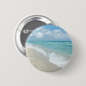 Voetafdrukken op White Sandy Beach, Schilderachtig Ronde Button 5,7 Cm (Voorkant /achterkant)