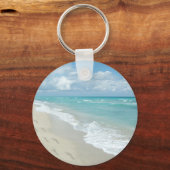 Voetafdrukken op White Sandy Beach, Schilderachtig Sleutelhanger (Achterkant)