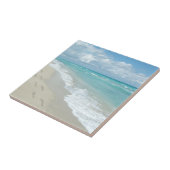Voetafdrukken op White Sandy Beach, Schilderachtig Tegeltje (Zijkant)
