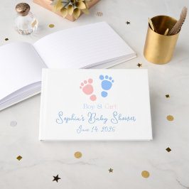 Voetafdrukken Tweeling Baby Shower voor Jongen en Gastenboek