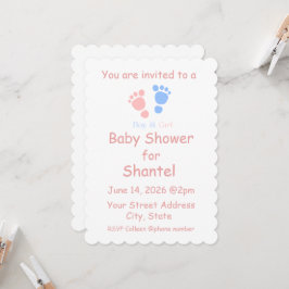 Voetafdrukken Tweeling Baby Shower voor Jongen en Kaart