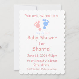 Voetafdrukken Tweeling Baby Shower voor Jongen en  Kaart