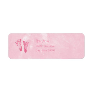 Voetafdrukken van Cute Baby Girl met naam Etiket