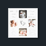 Voetafdrukken van meerdere foto's van het vogeltoe canvas afdruk<br><div class="desc">Creëer een geboorteregeling die net zo uniek is als je kostbare kind met dit "Hallo Little One" vierfotoontwerp met de naam van je baby, geboortestatistieken, ouders en broers- en zussen. In het centrum staan twee sjablonen voor uw persoonlijke bericht of u kunt de onze gebruiken. Dit bericht bevindt zich boven...</div>