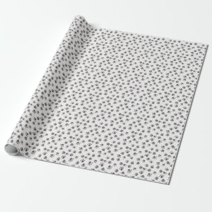 Voetafdrukken van poot: Hond monochroom naadloos. Cadeaupapier