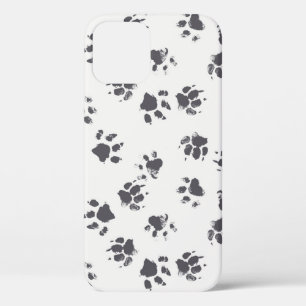 Voetafdrukken van poot: Hond monochroom naadloos. Case-Mate iPhone Case