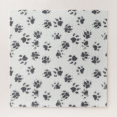 Voetafdrukken van poot: Hond monochroom naadloos. Legpuzzel (Horizontaal)