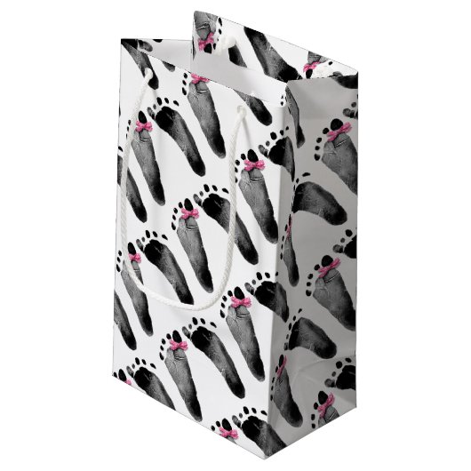 voetafdrukken voor baby meisjes met boeg klein cadeauzakje (Achterkant Gekanteld)