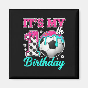 Voetbal 10 jaar oude ijsdrip jeugd 10e verjaardag magneet