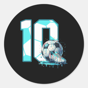 Voetbal 10e verjaardag 10 jaar oude ijsdruppel Bd Ronde Sticker