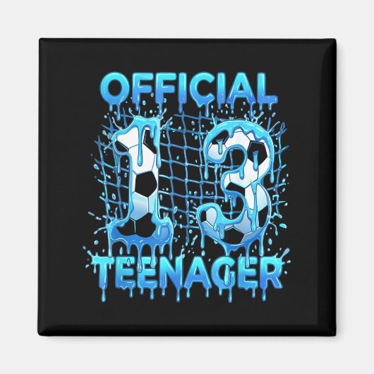 Voetbal 13e Verjaardag Ijs Drip Officiële Tiener Magneet (Voorkant)