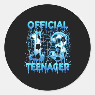 Voetbal 13e Verjaardag Ijs Drip Officiële Tiener Ronde Sticker