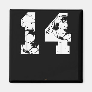 Voetbal 14e verjaardag 14 jaar oud bal nummer kind magneet