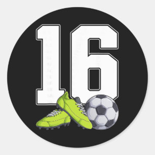 Voetbal 16e verjaardag Voetballer Jongens 16 jaar Ronde Sticker