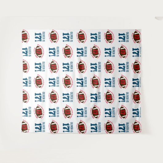 Voetbal 17e Verjaardag Jongens | Step Repeat Achte Wandkleed (Voorkant (horizontaal))