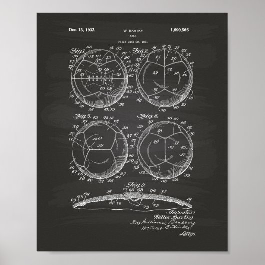 Voetbal 1932 Octrooikunst Poster (Voorkant)