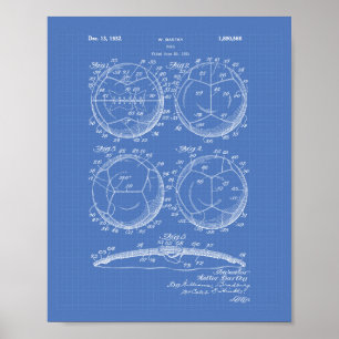 Voetbal 1932 Patentkunst - Blauwdruk Poster