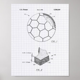 Voetbal 1996 Kunst octrooi - Lijnenpoer Poster