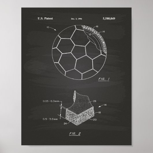 Voetbal 1996 Patent Art - Chalkboard Poster (Voorkant)