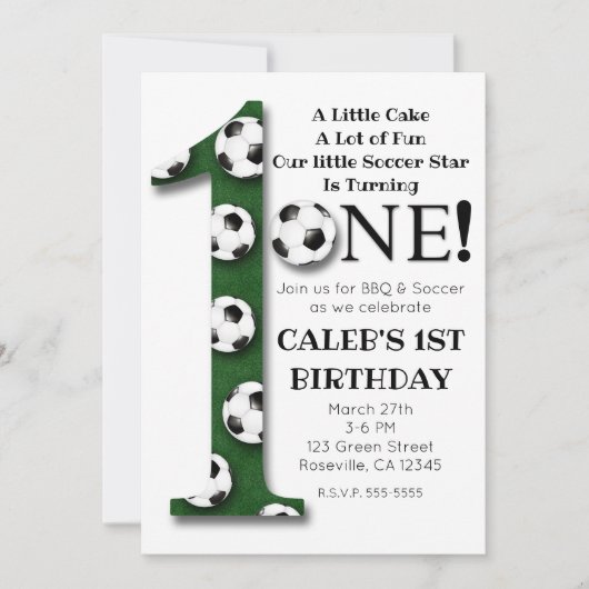 Voetbal 1 1 verjaardagsfeestje kaart (Voorkant)