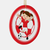 Voetbal 1 en Ball Red en White Keramisch Ornament (Rechts)