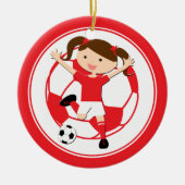 Voetbal 1 en Ball Red en White Keramisch Ornament (Voorkant)