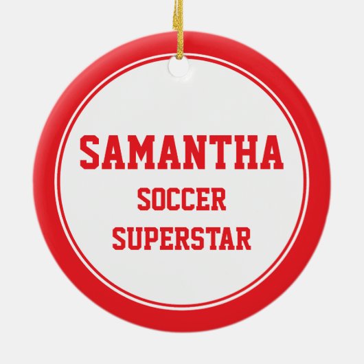 Voetbal 1 en Ball Red en White Keramisch Ornament (Achterkant)