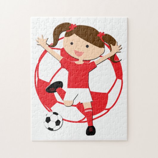 Voetbal 1 en Ball Red en White Legpuzzel (Verticaal)