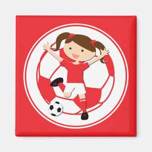 Voetbal 1 en Ball Red en White Magneet