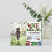 Voetbal 1e Jaar Down Foto Verjaardag Briefkaart (Staand voorkant)